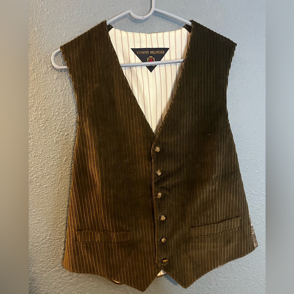 vtg Tommy Hilfiger Vest‎ Corduroy/ Brown Size 42